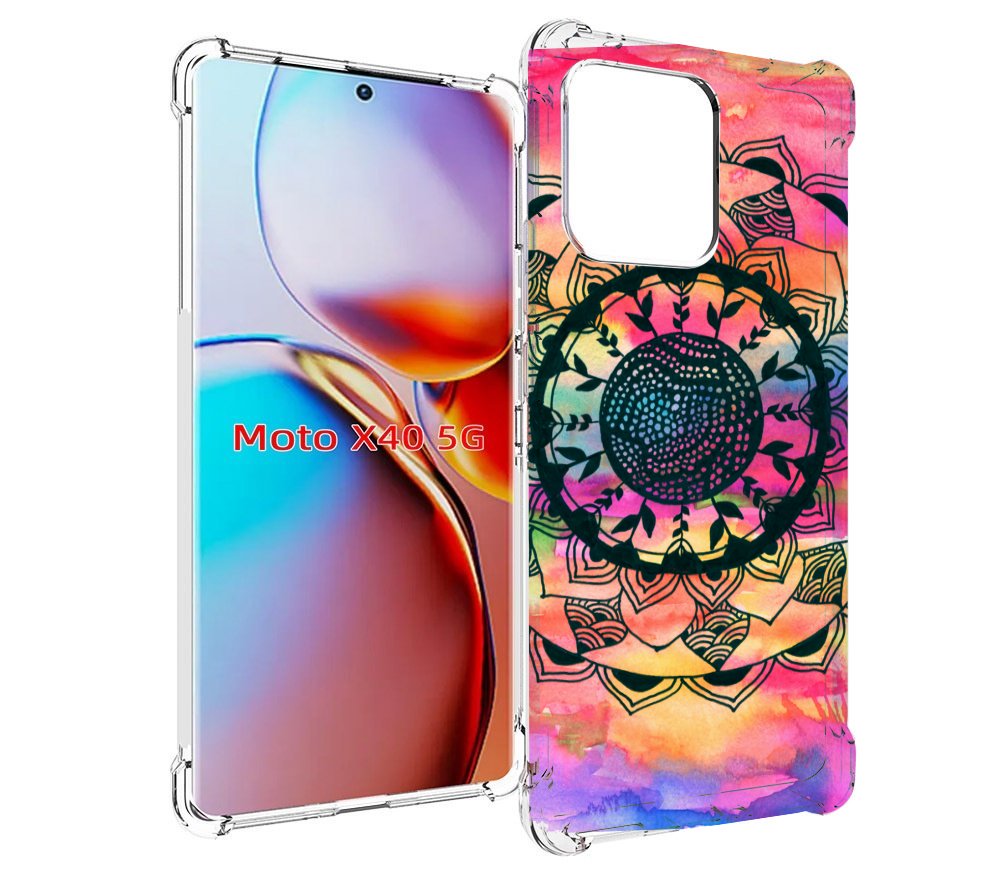 

Чехол MyPads яркая абстракция круглый цветок для Motorola Moto X40, Прозрачный, Tocco