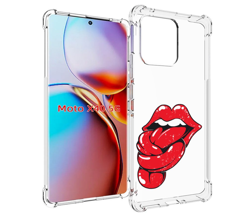 

Чехол MyPads яркие губы с языком для Motorola Moto X40, Прозрачный, Tocco