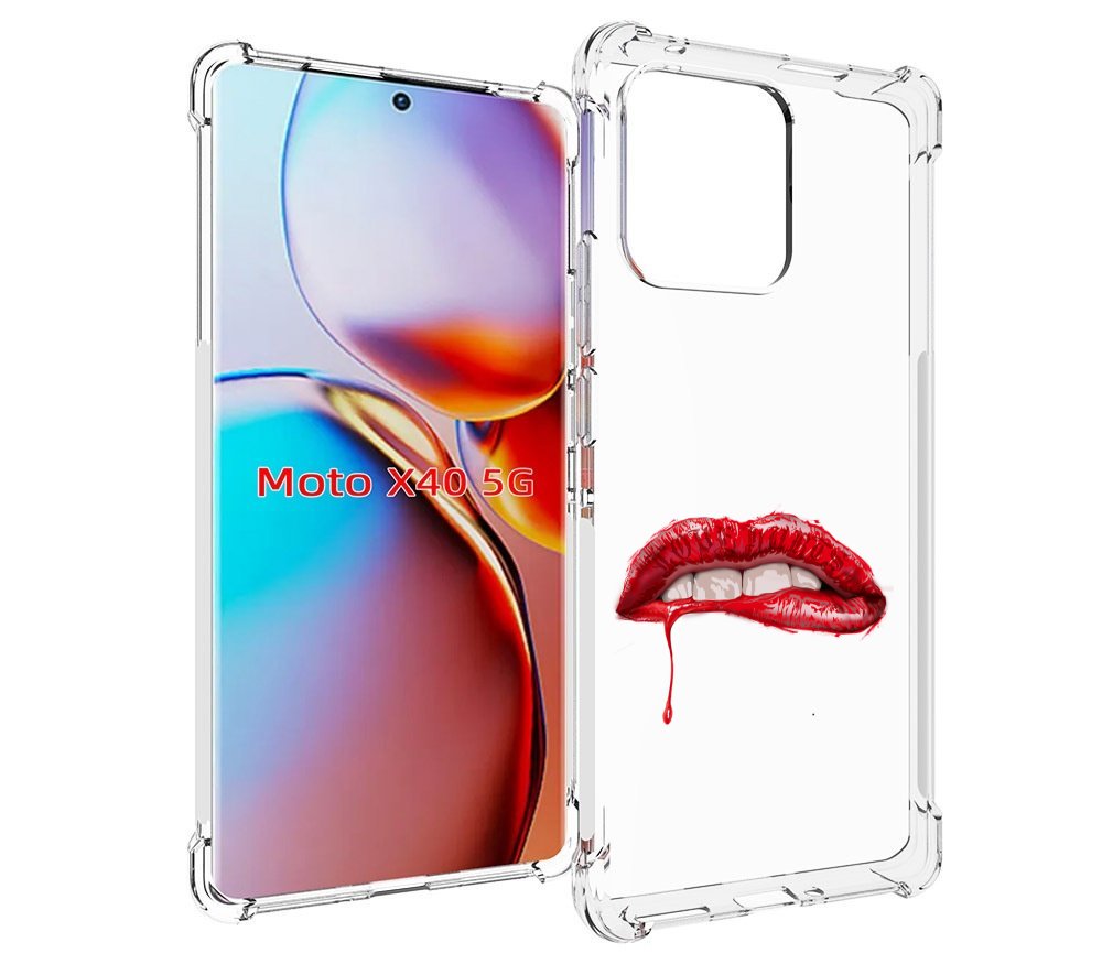 

Чехол MyPads яркие красные губы для Motorola Moto X40, Прозрачный, Tocco