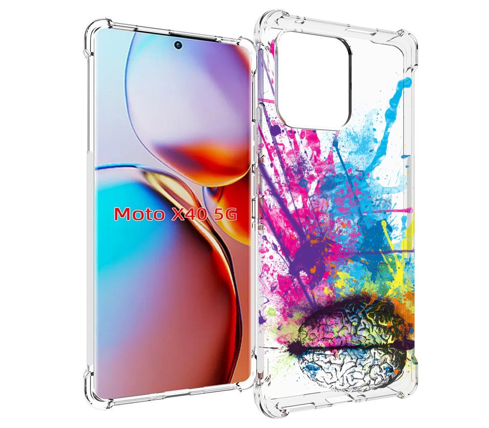 

Чехол MyPads яркий красочный мозг для Motorola Moto X40, Прозрачный, Tocco