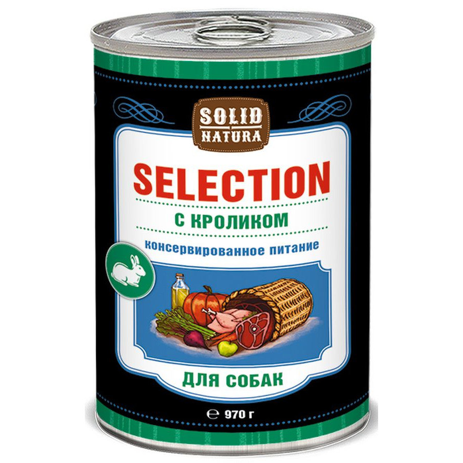 

Влажный корм для взрослых собак Solid Natura Selection с кроликом 6 шт по 970 г