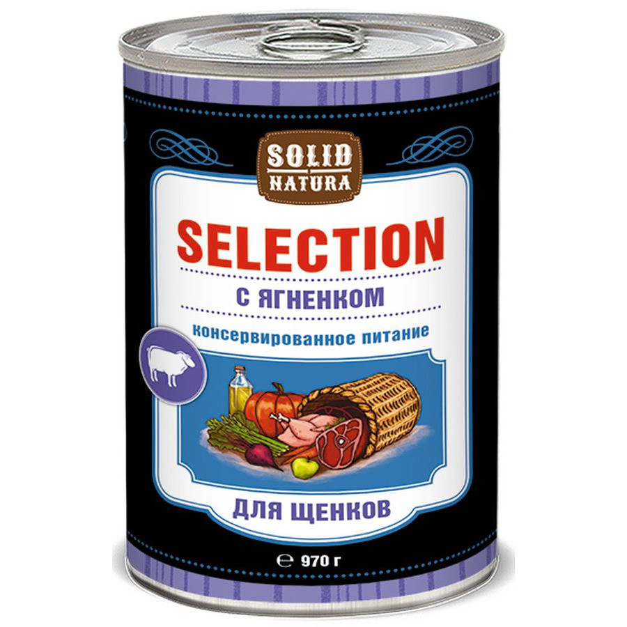 

Влажный корм для щенков Solid Natura Selection с ягненком, 6 шт по 970 г