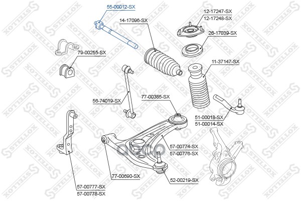 

55-00012-Sx_Тяга Рулевая Nissan Tiida 04> Stellox 5500012Sx