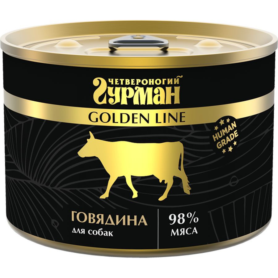 Влажный корм для взрослых собак Четвероногий Гурман Golden line с говядиной - 525 г х 6 шт