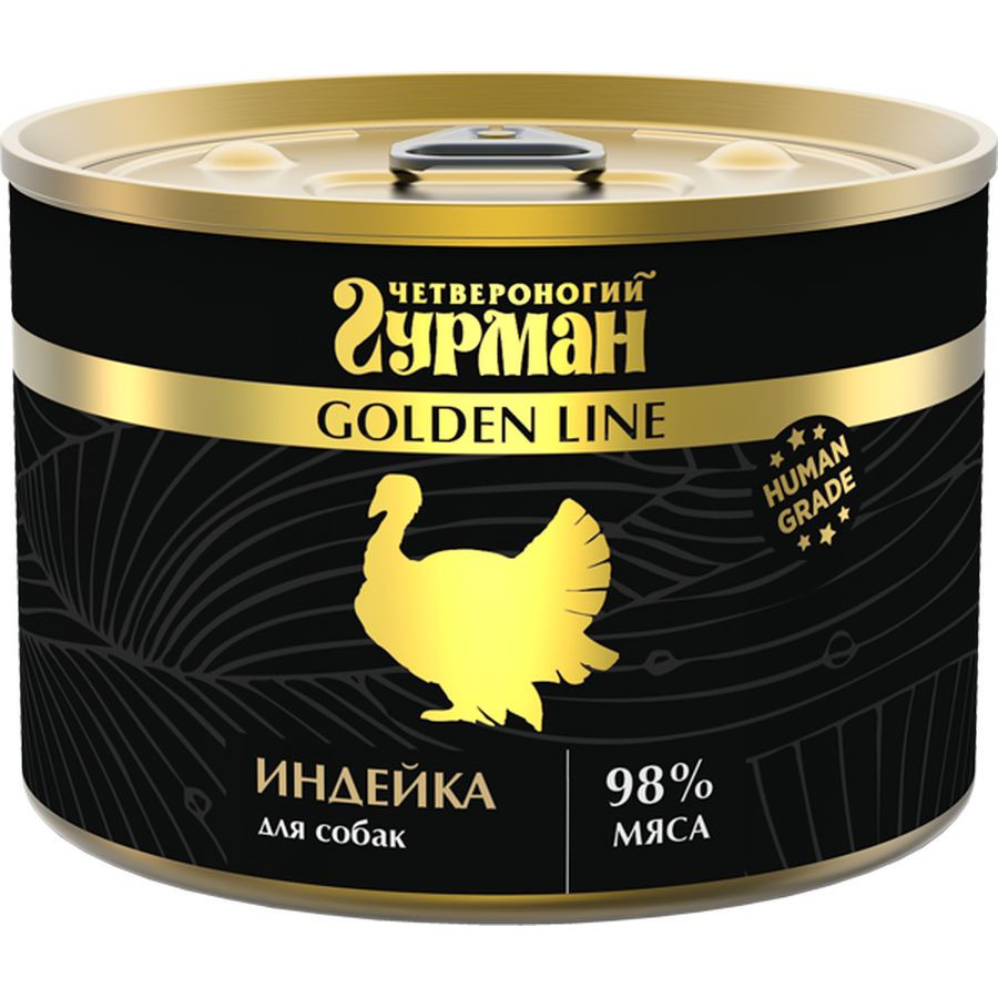 фото Влажный корм для взрослых собак четвероногий гурман golden line с индейкой - 525 г х 6 шт