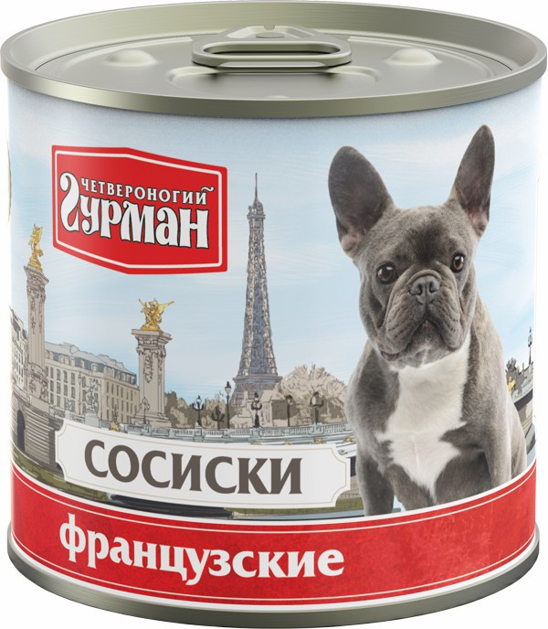 

Влажный корм для взрослых собак Четвероногий гурман Сосиски Французские 24 шт по 240 г