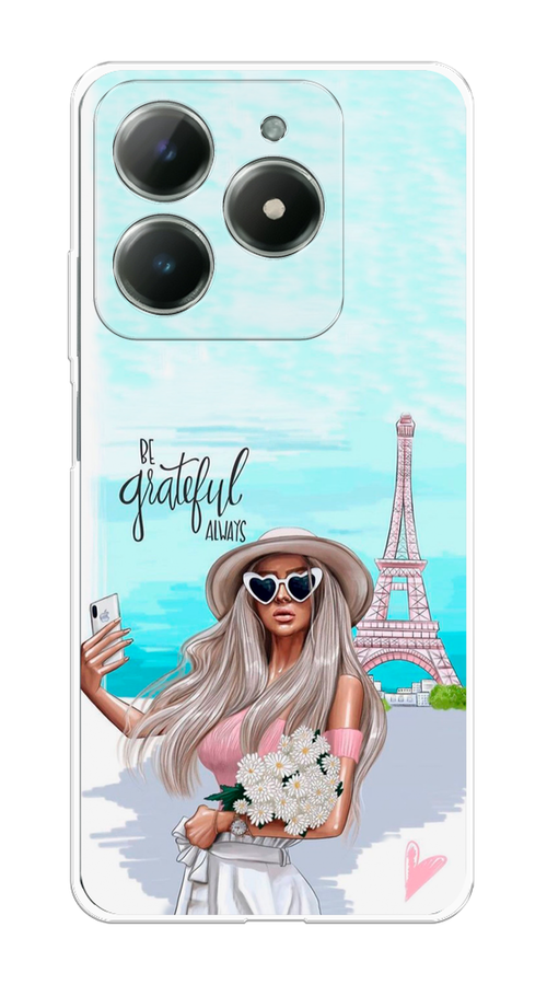 

Чехол на Realme C61 4G (Global) "Селфи Париж", Голубой;бежевый, 2518050-1