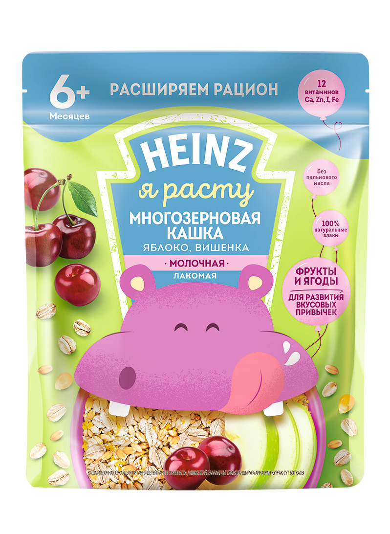 Каша молочная Heinz Многозерновая яблоко, вишенка с 6 мес. 170 г