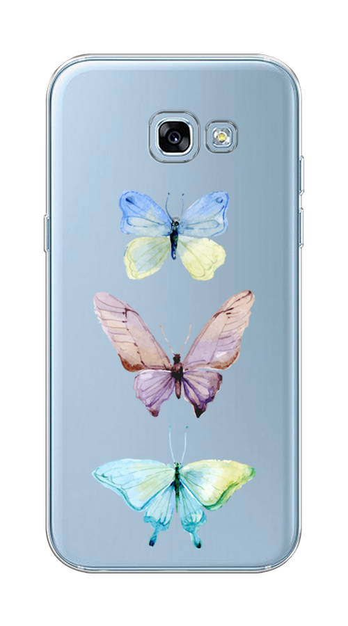 

Чехол на Samsung Galaxy A5 2017 "Акварельные бабочки", Бирюзовый;розовый, 20650-1