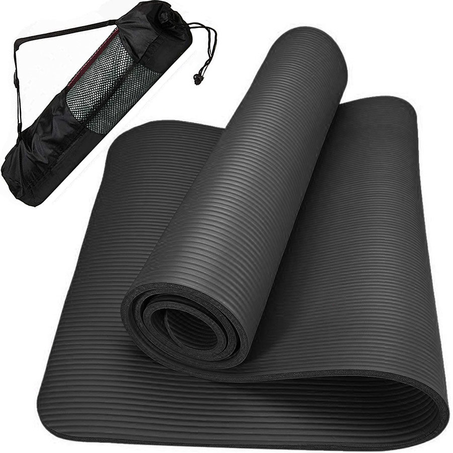 Коврик для йоги и фитнеса в чехле НБК черный 183х61х1,5 см