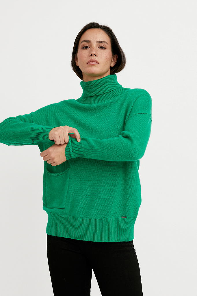 

Джемпер женский Finn Flare W20-12110 зеленый 44, W20-12110