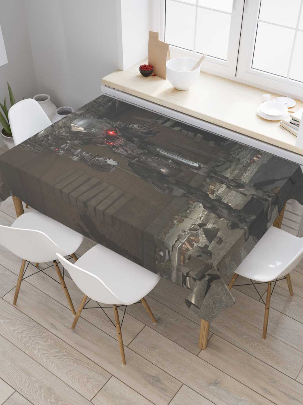 

Скатерть прямоугольная JoyArty "Робот-солдат" из оксфорда, 180x145 см, Серый, Робот-солдат