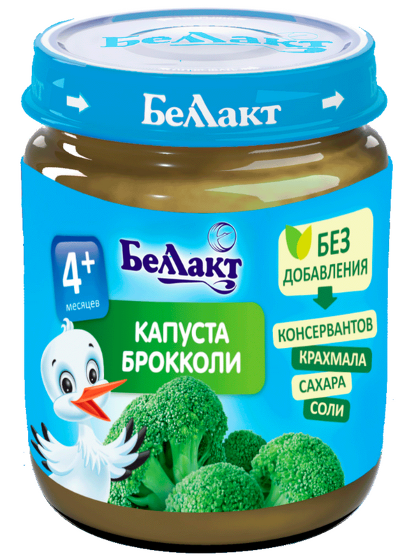 

Пюре овощное Беллакт из капусты брокколи, 100г, с 4 м., 12 шт, из капусты брокколи
