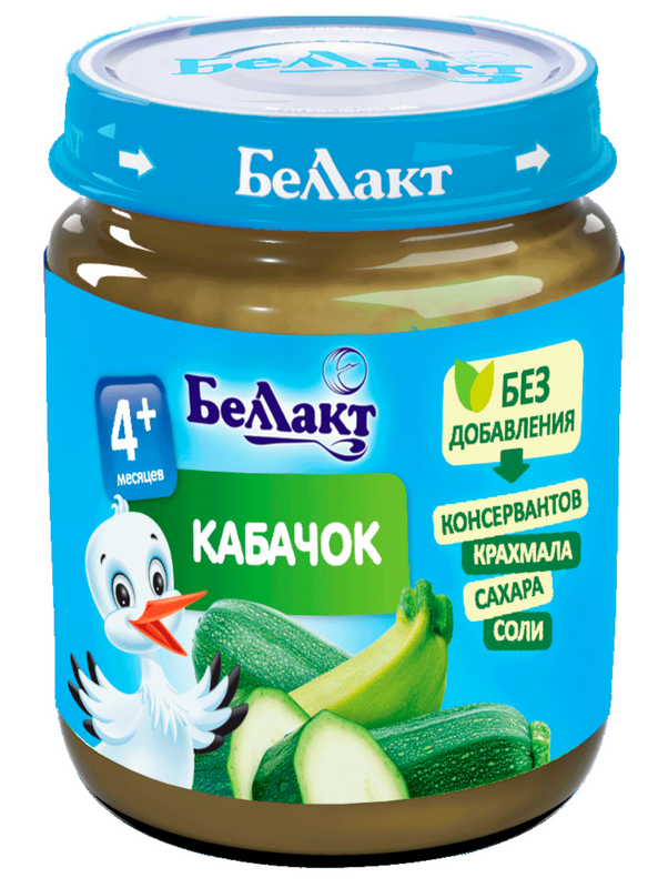 

Пюре овощное Беллакт из кабачков, без сахара, 100г, с 4 м.,18 шт, из кабачков