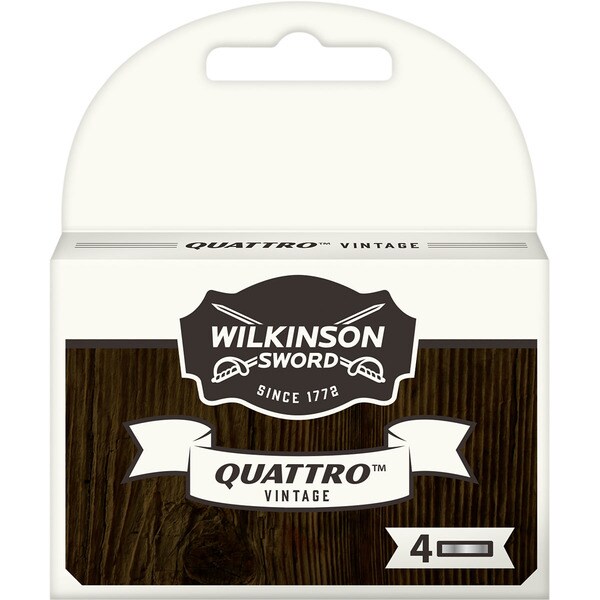 Сменные лезвия VINTAGE для станка Quattro 4 шт. Wilkinson Sword Schick QUATTRO VINTAGE сменные кассеты для бритвы wilkinson sword schick quattro 6 шт
