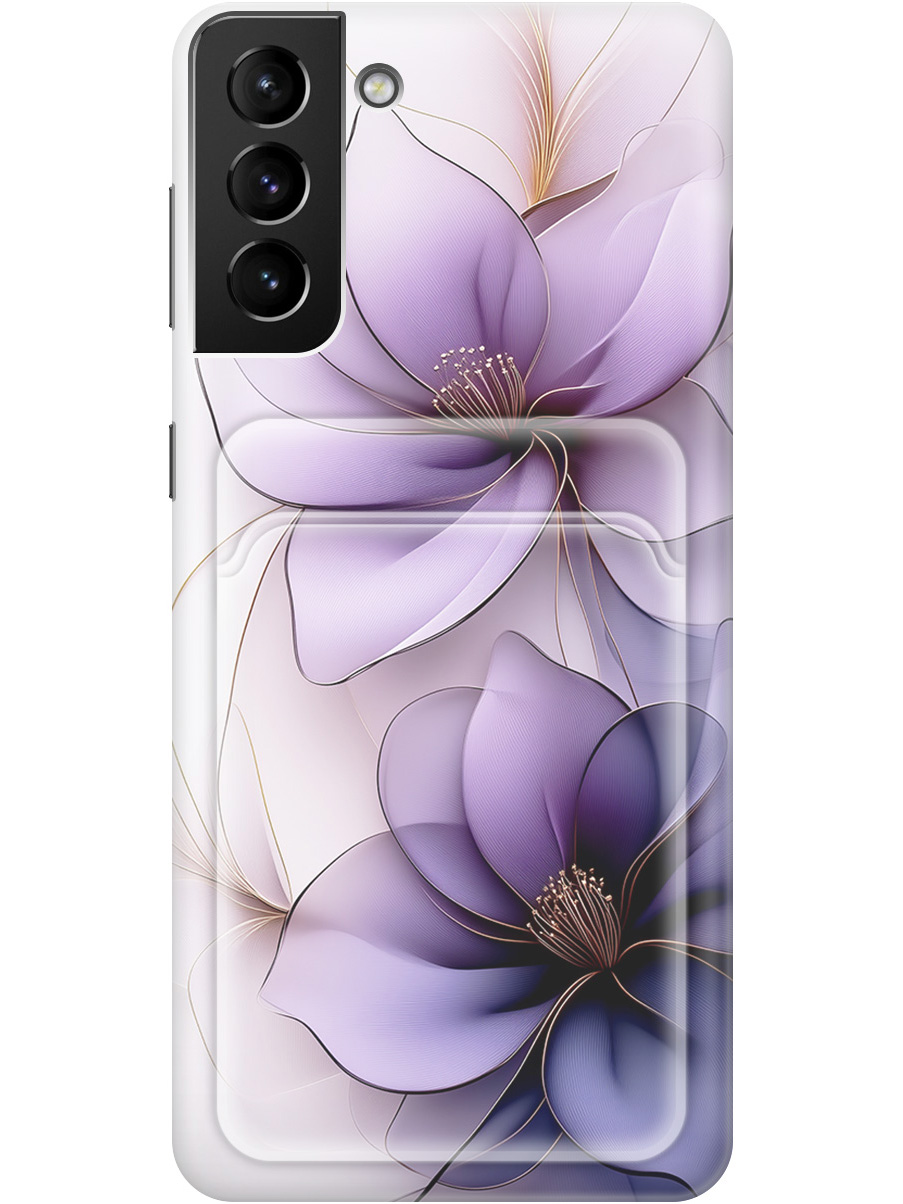 

Силиконовый чехол на Samsung Galaxy S21+ с принтом "Сиреневые цветы" с карманом для карты, Белый;прозрачный;серый;фиолетовый, 724127521