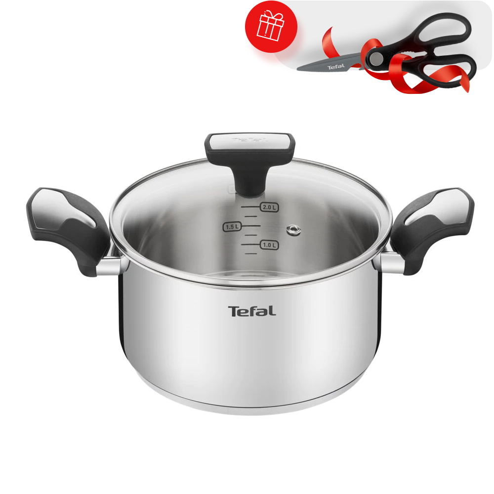 фото Кастрюля tefal 20 + крышка + ножницы tefal k1564174