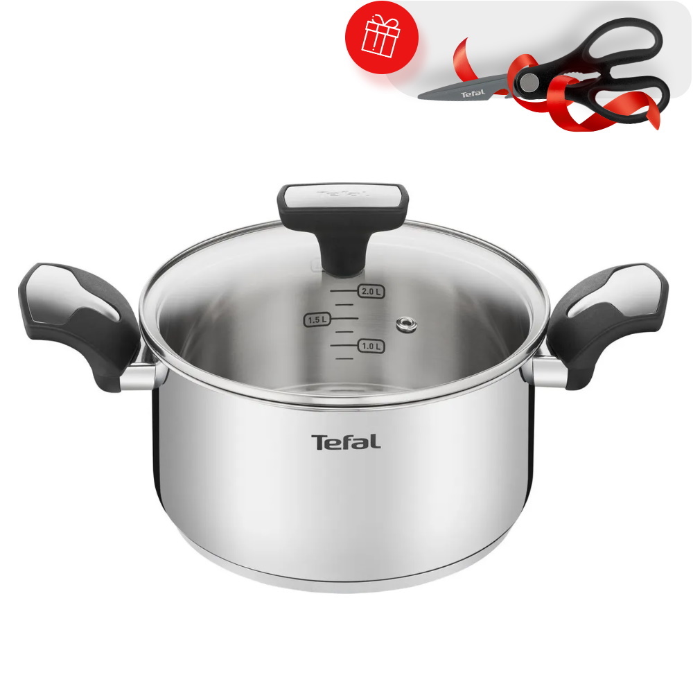 фото Кастрюля tefal 24 + крышка + ножницы tefal k1564174