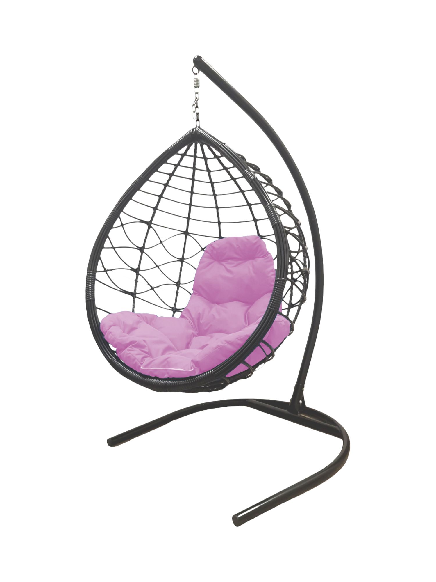 Подвесное кресло серое, Элит, ротанг 23071950 розовая подушка