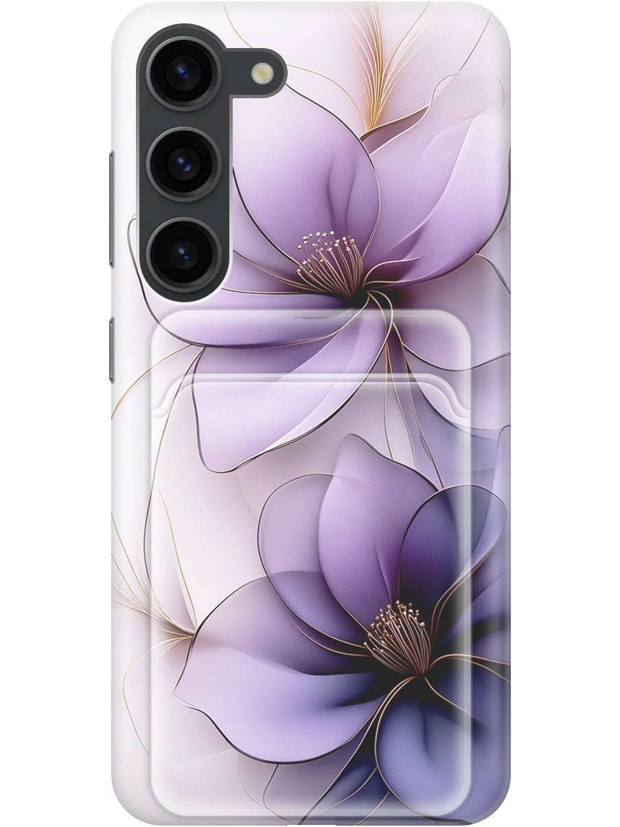 

Силиконовый чехол на Samsung Galaxy S23 с принтом "Сиреневые цветы" с карманом для карты, Белый;прозрачный;серый;фиолетовый, 767959521