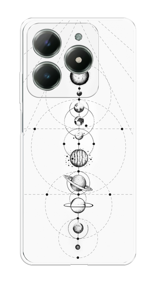 

Чехол на Realme C61 4G (Global) "Парад планет", Серый, 2518050-1