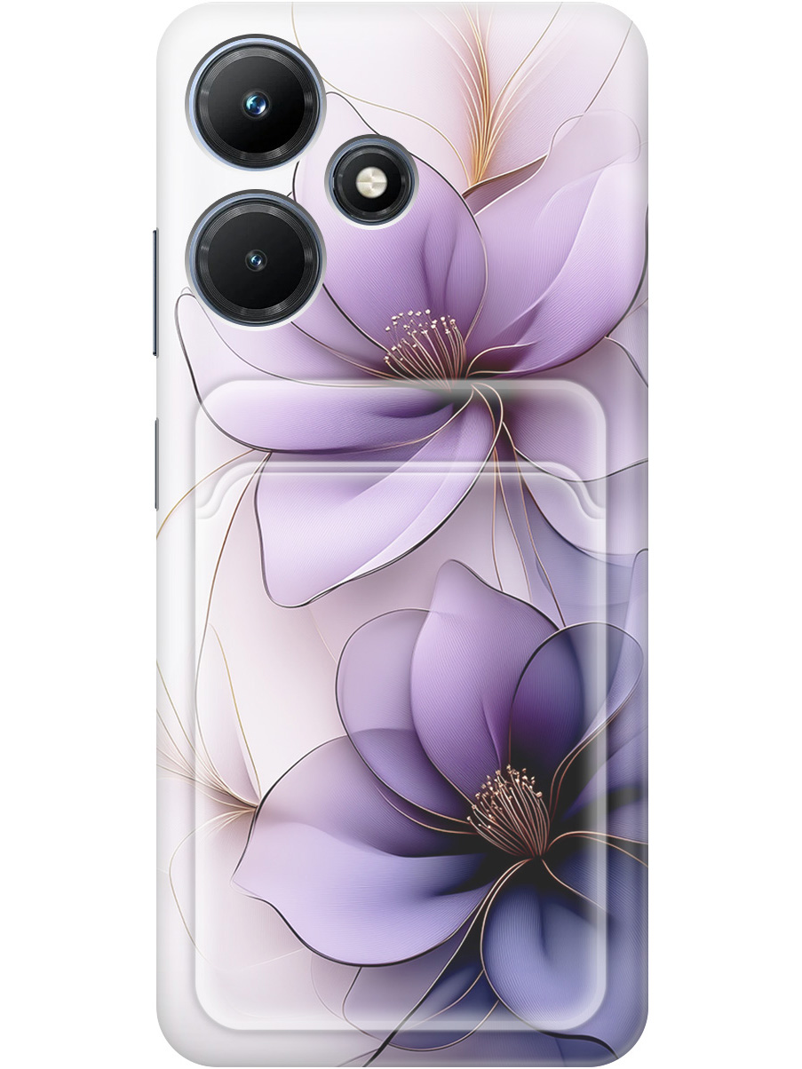 

Силиконовый чехол на Infinix Hot 30i с принтом "Сиреневые цветы" с карманом для карты, Белый;прозрачный;серый;фиолетовый, 769389321
