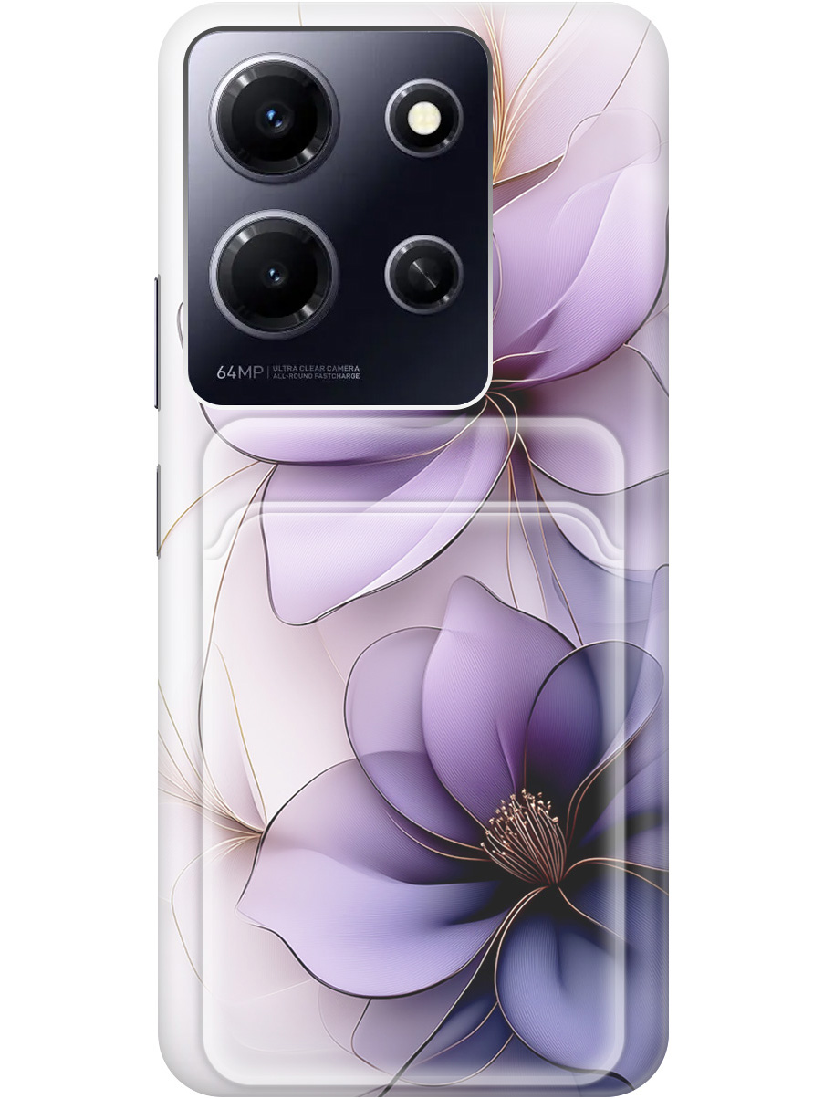 

Силиконовый чехол на Infinix Note 30i с принтом "Сиреневые цветы" с карманом для карты, Белый;прозрачный;серый;фиолетовый, 772564221