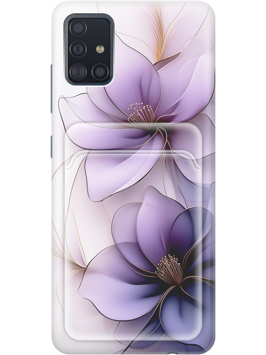 

Силиконовый чехол на Samsung Galaxy A51 с принтом "Сиреневые цветы" с карманом для карты, Белый;прозрачный;серый;фиолетовый, 722409121