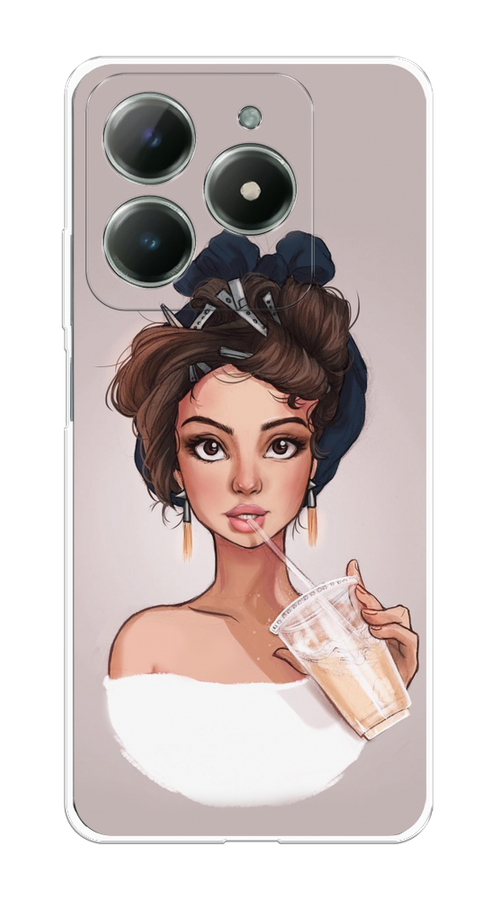 

Чехол на Realme C61 4G (Global) "Девушка с фраппе", Серый, 2518050-1