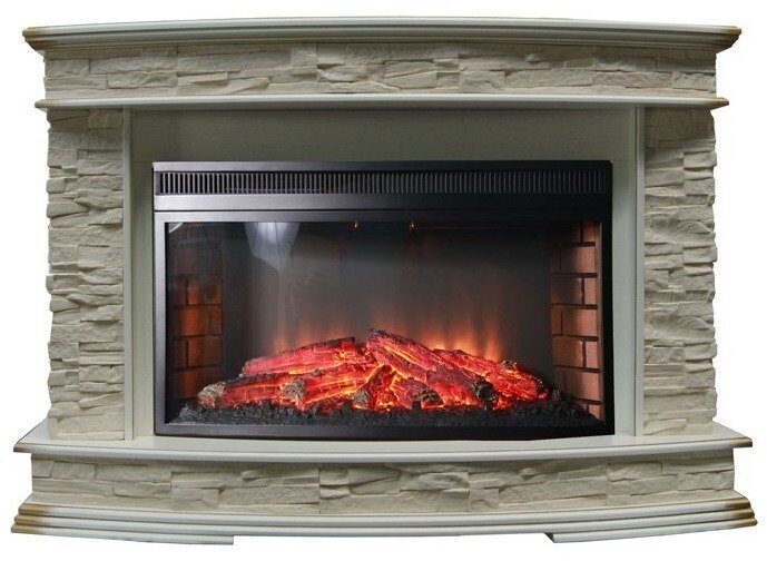 

Электрокамин Inter Flame Памир бежевый с золотой патиной сланец с очагом Panoramic