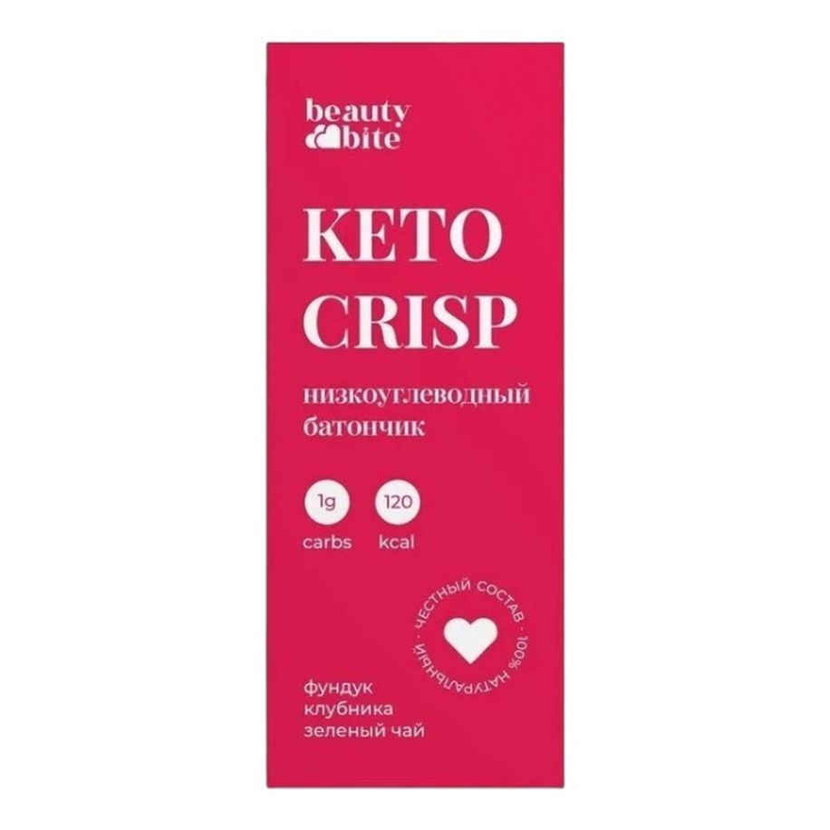 Батончик Beauty Bite Keto Crisp Fresh фундук-клубника-зеленый чай 35 г 140₽