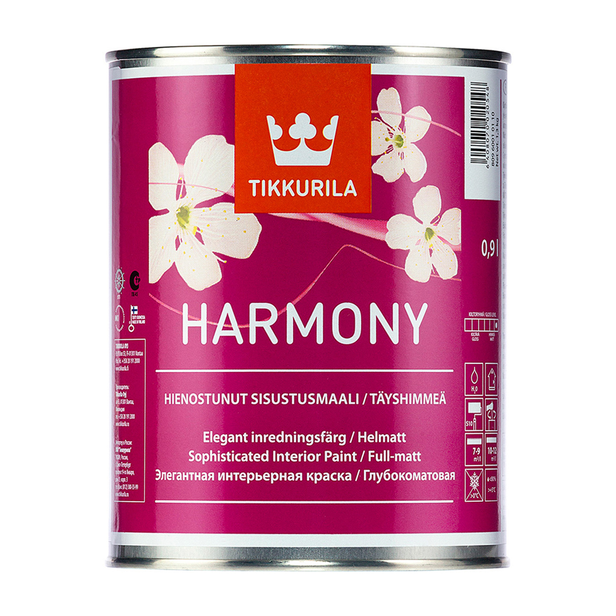 

Краска Tikkurila Harmony, база C, 0,9 л, Прозрачный, Harmony