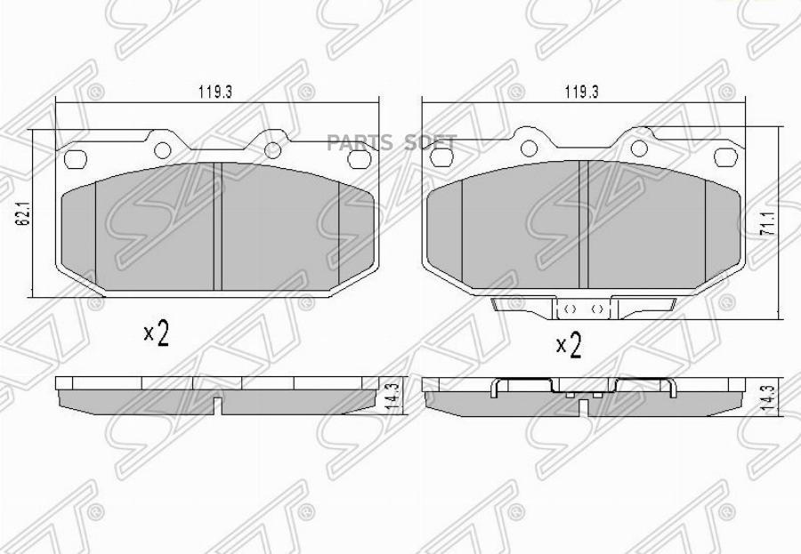

Тормозные колодки SAT передние для Subaru Impreza GC 1992-2000 ST26296FE090