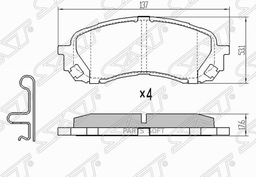 

Тормозные колодки SAT передние для Subaru Impreza GR, Forester SH 2007- ST26296FJ000