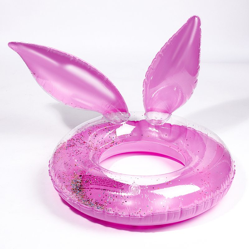 Надувной круг для плавания детский Baziator прозрачный с ушками BG0172A розовый 70 см
