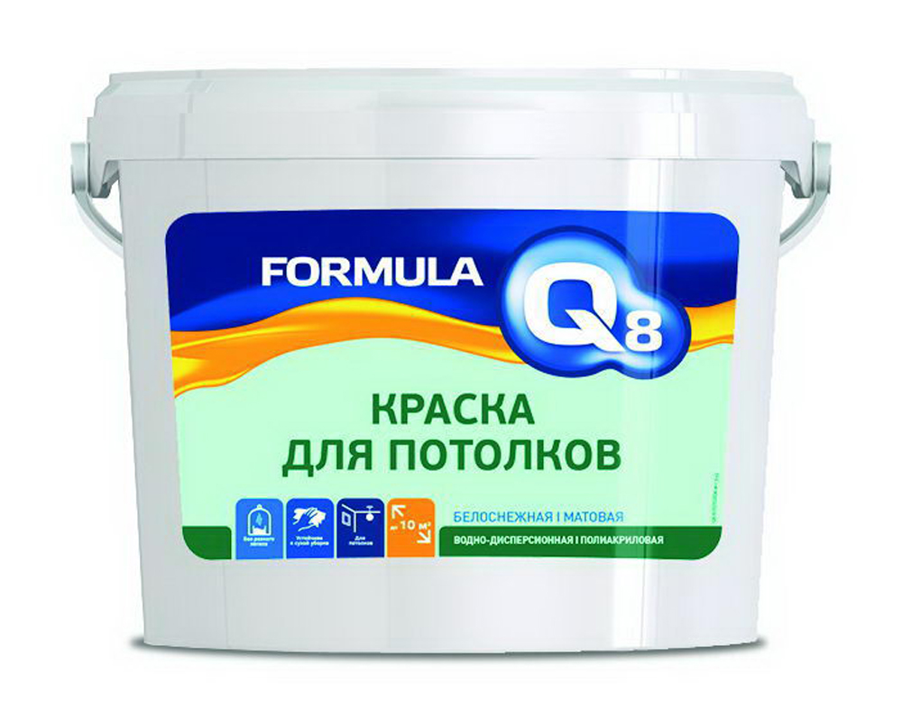 фото Краска formula q8 для потолков, белоснежный, 3 кг