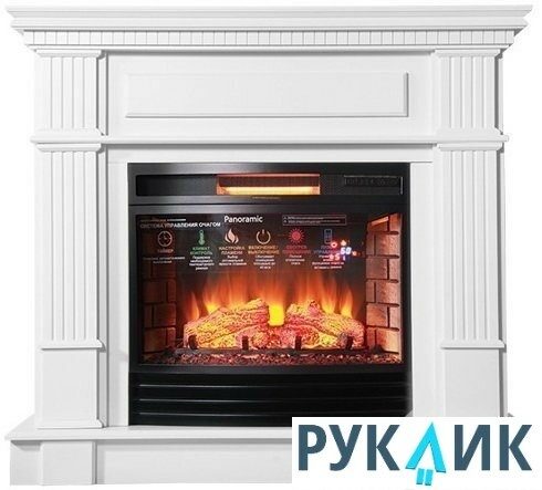 фото Электрокамин inter flame рим (белый) с очагом panoramic 25 led fx qz