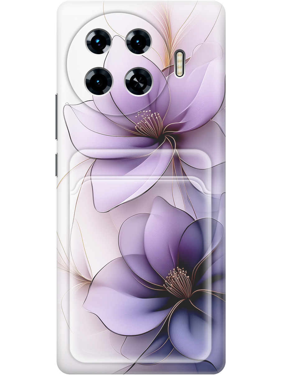 

Силиконовый чехол на Tecno Spark 20 Pro+ с принтом "Сиреневые цветы" с карманом для карты, Белый;прозрачный;серый;фиолетовый, 783985021
