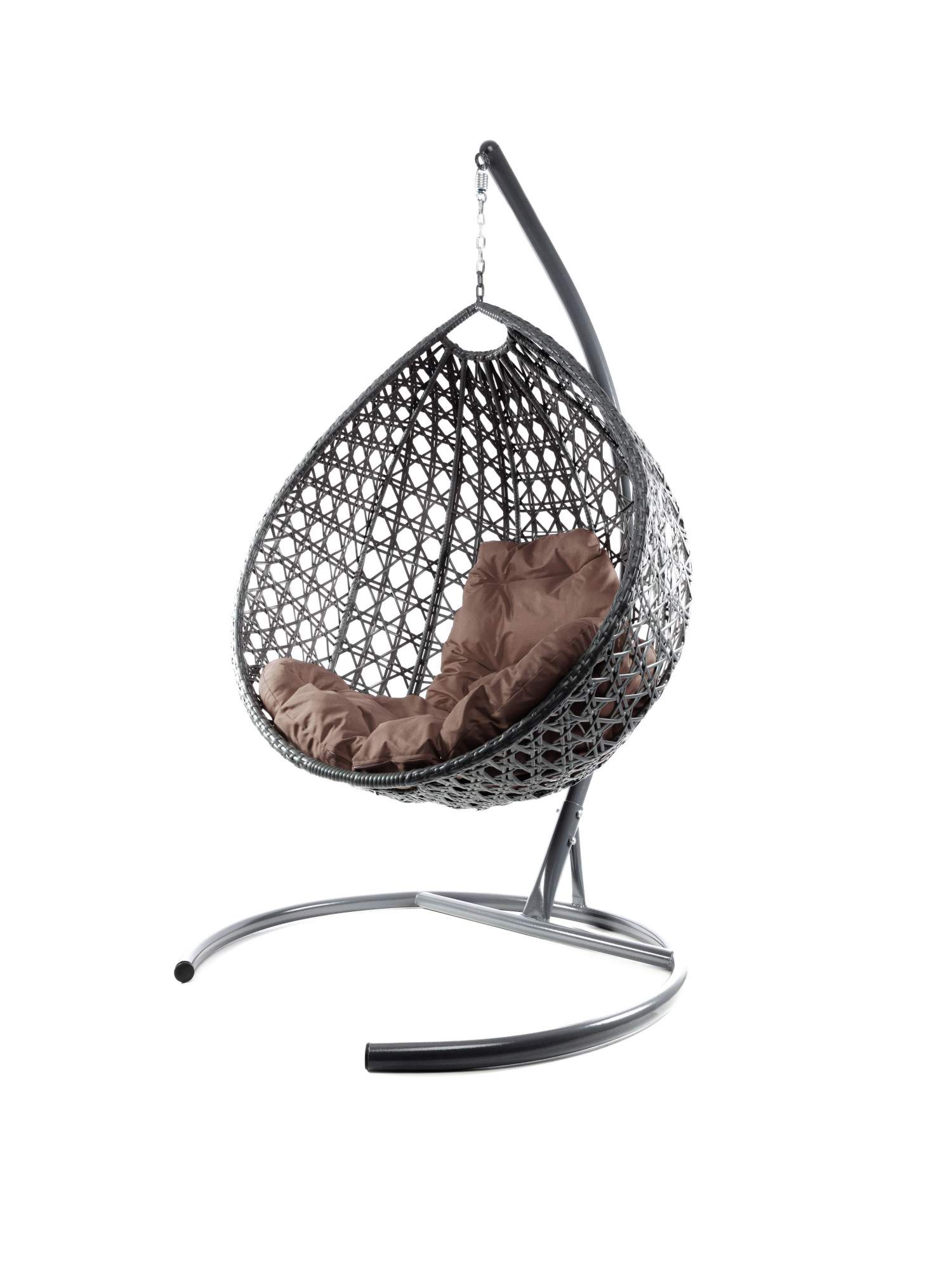 

Подвесное кресло серое, Премиум, ротанг 23071589 коричневая подушка, Премиум