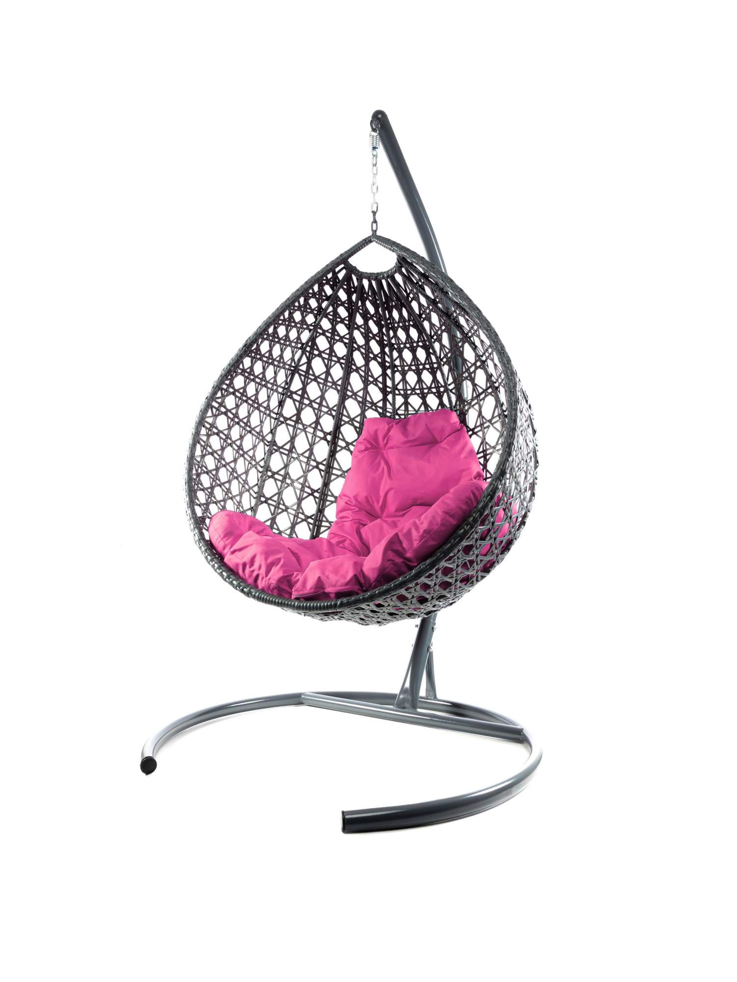 

Подвесное кресло серое, Премиум, ротанг 23071592 розовая подушка, Премиум