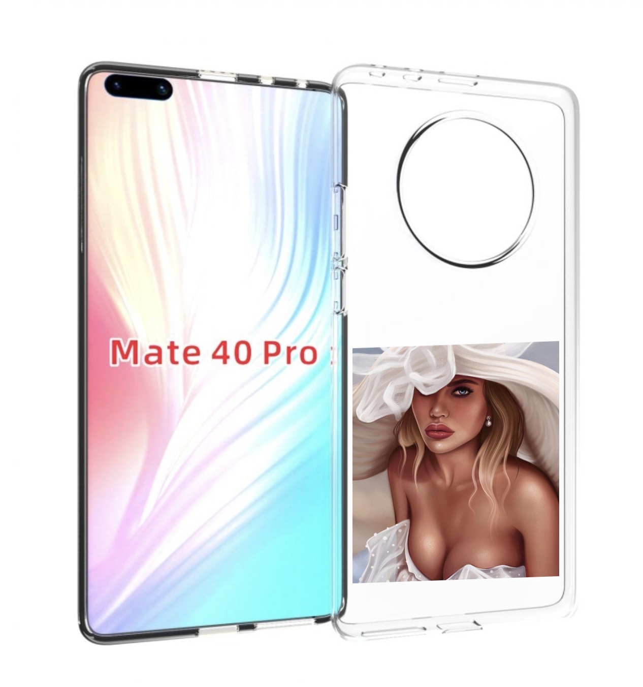 Чехол MyPads девушка-в-белой-шляпе женский для Huawei Mate 40 Pro (NOH-NX9)