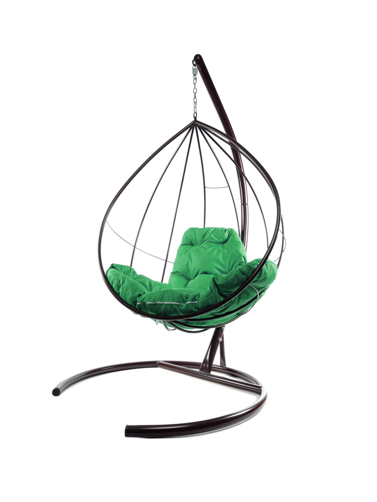 

Подвесное кресло коричневое, без ротанга 23071701 зелёная подушка, Без ротанга