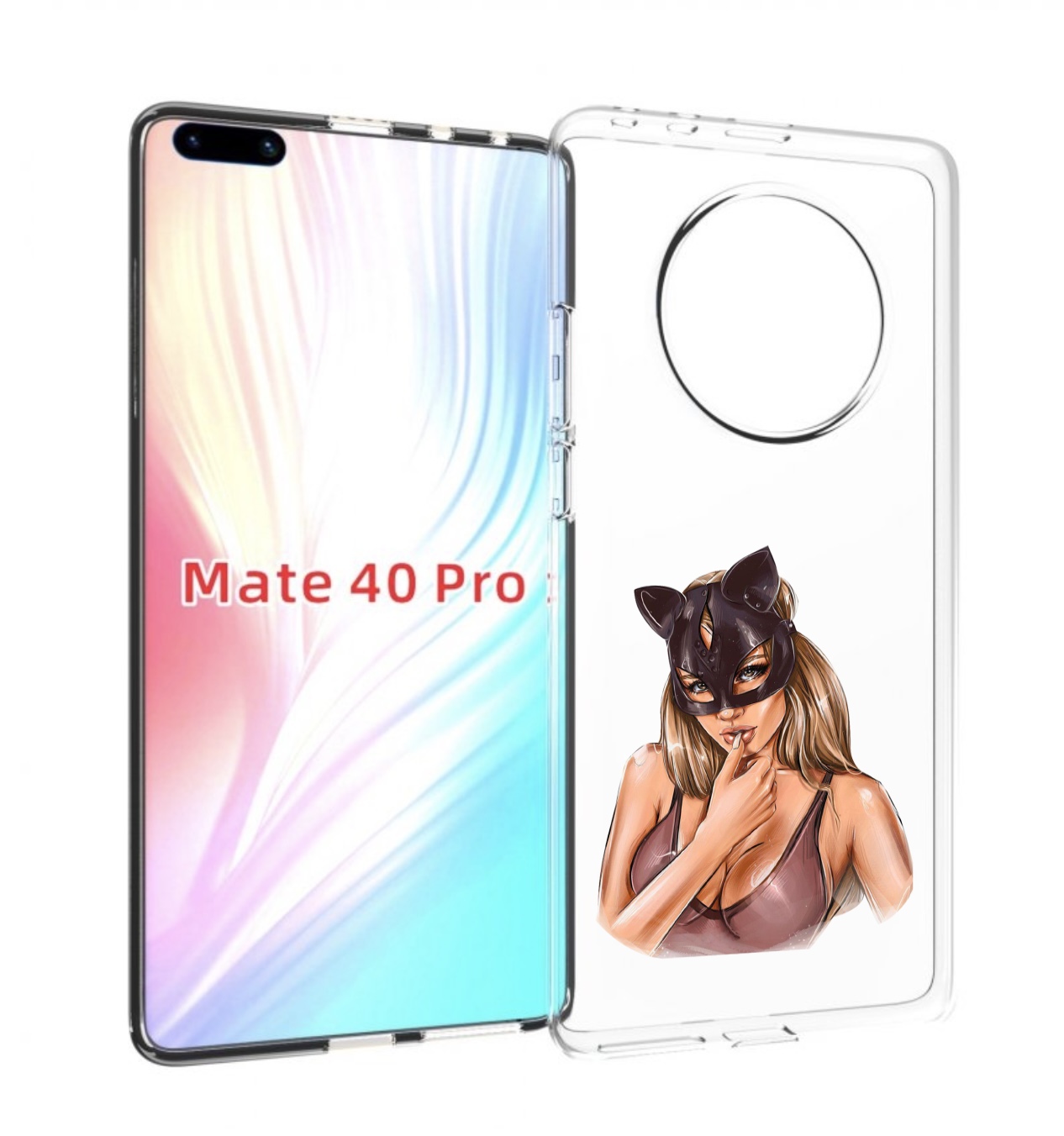 Чехол MyPads девушка-в-купальнике-с-маской-кошки женский для Huawei Mate 40 Pro (NOH-NX9)