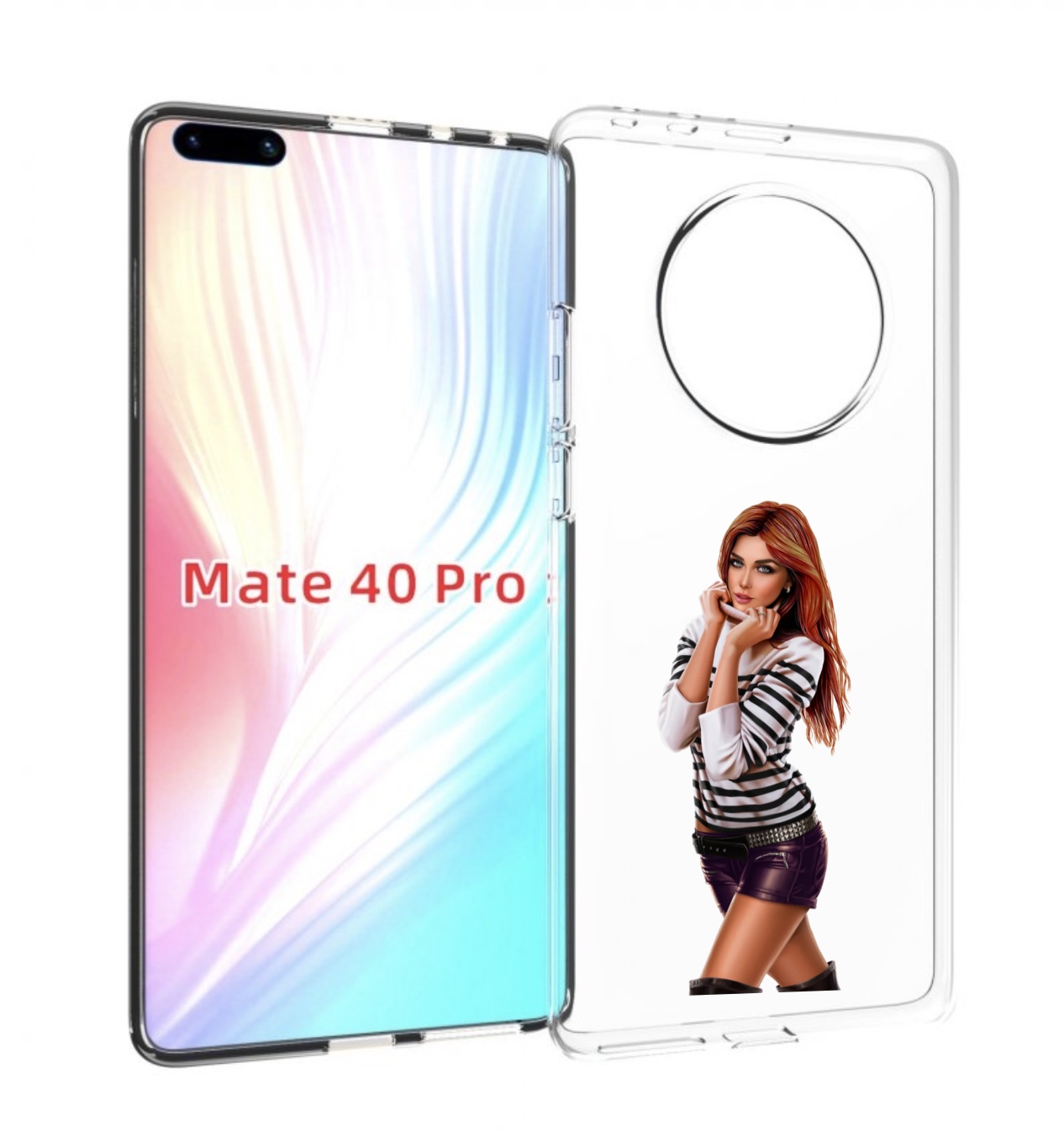 Чехол MyPads девушка-в-свитере-с-полоской для Huawei Mate 40 Pro (NOH-NX9)