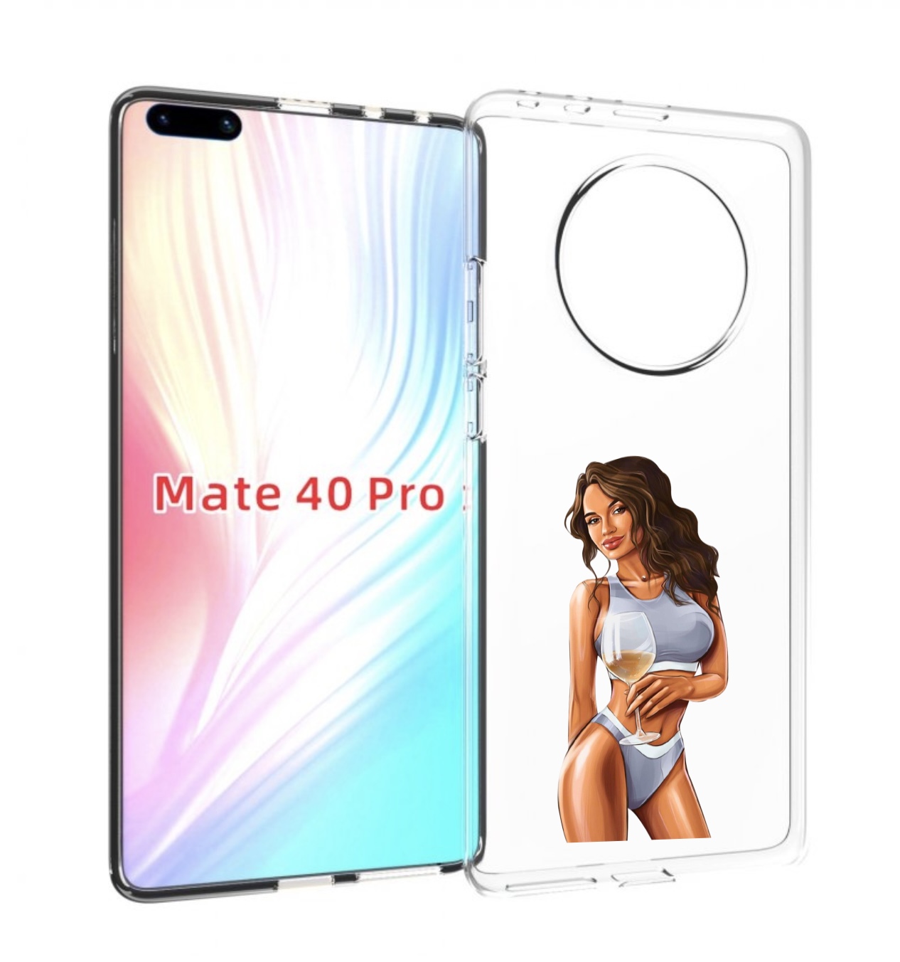 Чехол MyPads девушка-в-сером-купальнике- женский для Huawei Mate 40 Pro (NOH-NX9)