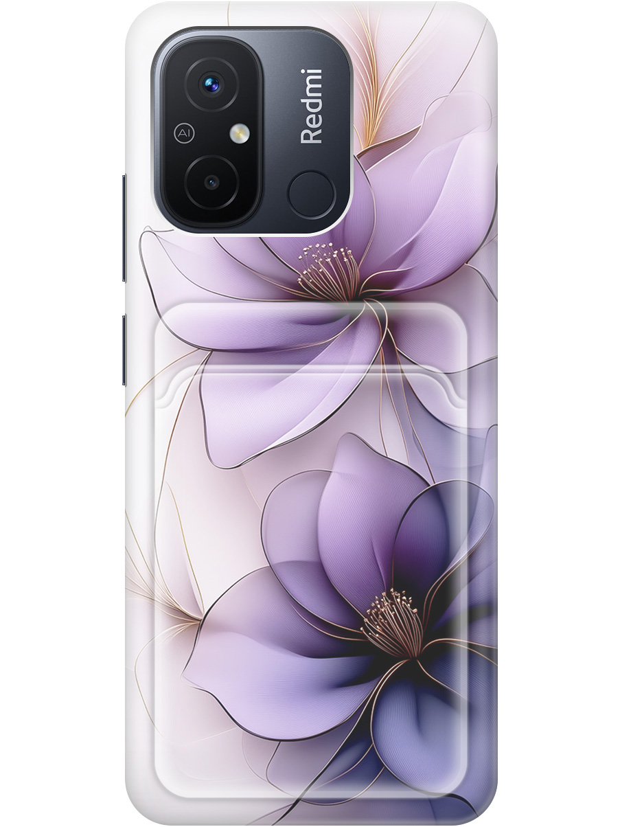 

Силиконовый чехол на Xiaomi Redmi 12C с принтом "Сиреневые цветы" с карманом для карты, Белый;прозрачный;серый;фиолетовый, 766734821