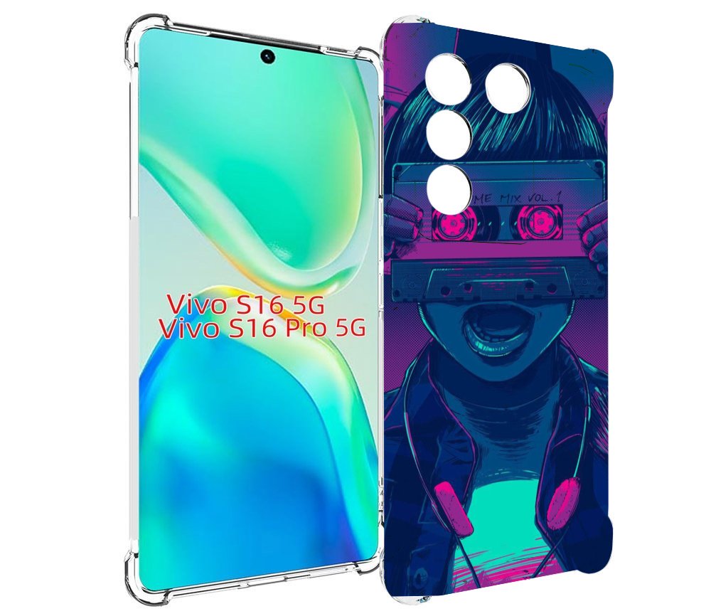 

Чехол MyPads киберпанк с кассетой для Vivo S16 5G/S16 Pro 5G/V27/V27 Pro, Tocco