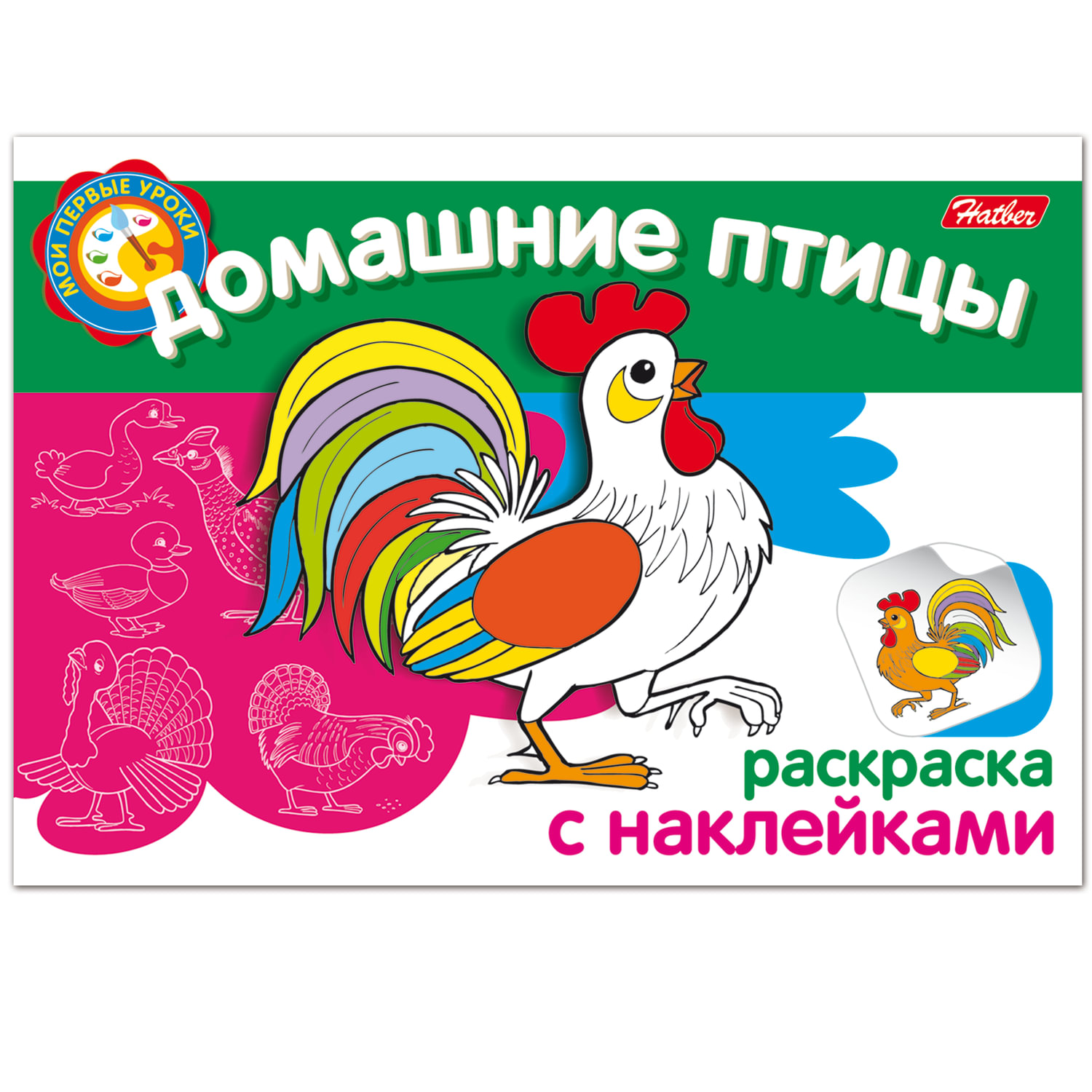 

Книжка-раскраска А5 4л HATBER с наклейками Мои первые уроки Домашние птицы 05825 R002699