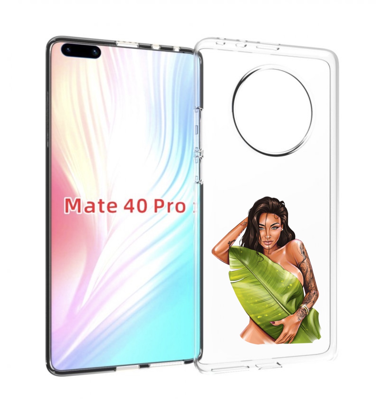 

Чехол MyPads девушка-модель-с-большим-листом женский для Huawei Mate 40 Pro (NOH-NX9), Прозрачный, Tocco