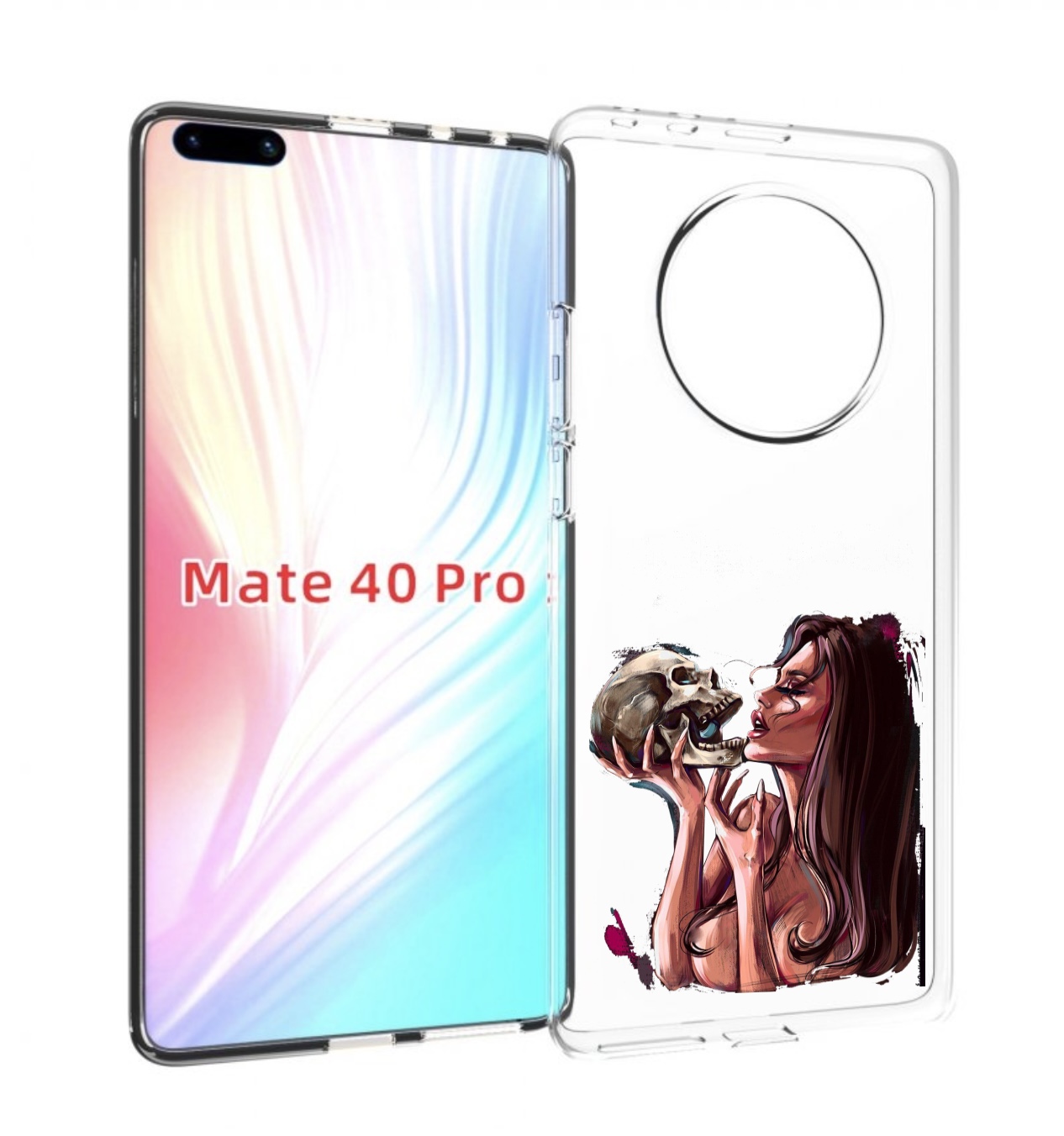 

Чехол MyPads девушка-модель-с-черепом для Huawei Mate 40 Pro (NOH-NX9), Прозрачный, Tocco